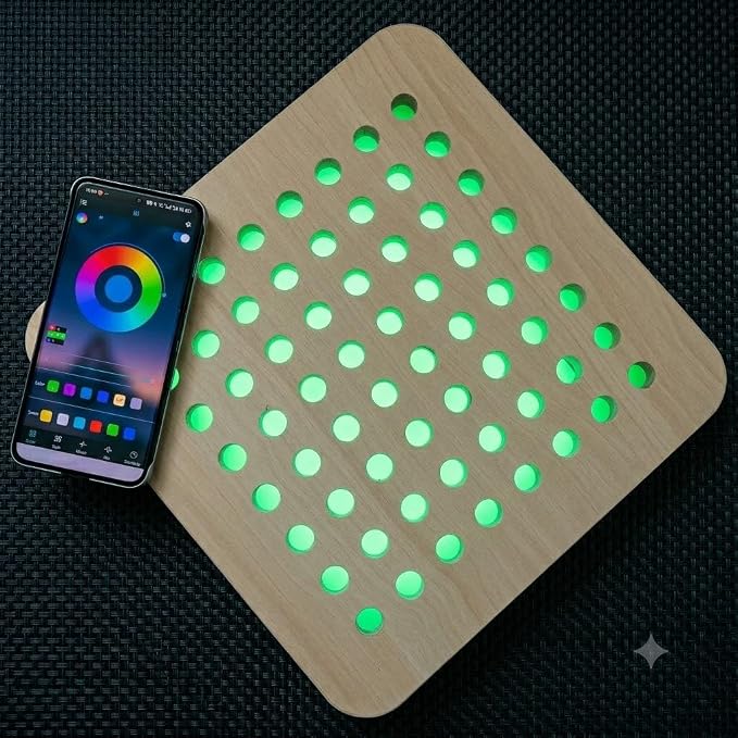 Wooden LED Peg Board Wall Toy for Kids with 64 Pegs | APP Controlled, IR Remote Controlled
