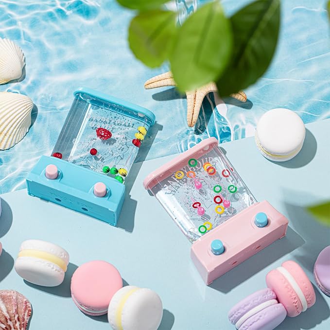 Gejoy 4 Pieces Water Games Handheld for Kid Small Retro Waterful Ring Toss Handheld Game Birthday Goodie Bags Stuffers School Classroom Prize Reward Pastime Car Toy Fidget for Boy Girl(Lively Style)