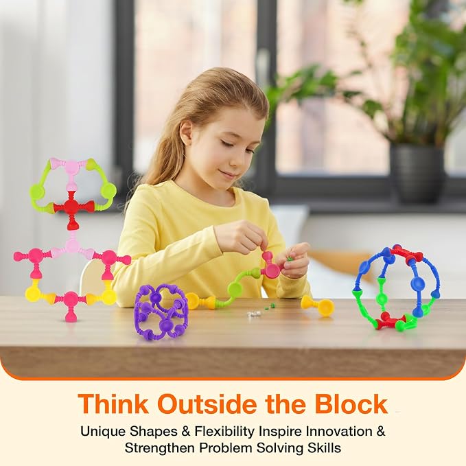 Kids Sensory Color Building Toys, 50pcs Fine Motor Skills Toys | Educational Stem Activities for Toddlers, Travel Toy for Airplane, Car, ADHD