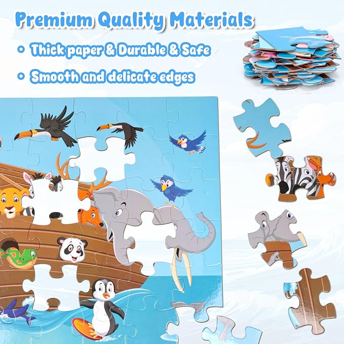 LovesTown 48PCS Floor Puzzles, Jumbo Animal Puzzles, Large 3x2 FT | Puzzle with Vibrant Animal Illustrations, for Todders, Family Game Night, Preschool Classroom, and Group Activities