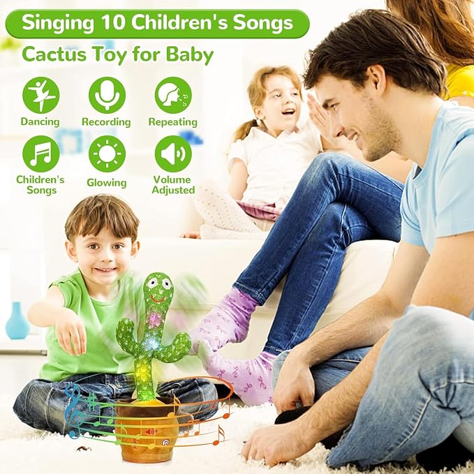 Emoin Talking Cactus Toy, Dancing Cactus Baby Toy | Mimicking Recording Repeating What You Say, Educational Interactive Baby Boys Girls Toys, Volume Adjustment