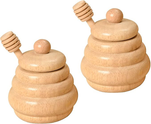 2pcs Wooden Beehive Toys with lid and Honey Stick | Sorting Stacking Toys for Toddlers Montessori Wooden Toy for Toddlers, Sensory Bin Toys for 3 4 5 Years Old