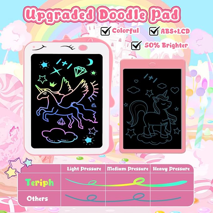 Teriph LCD Writing Tablet for Kids, Unicorn Girl Toys, Toddlers Toys Drawing Board, Educational Doodle Pad Kid Toy for 3 4 5 6 7 8 Year Old Girls Boys Easter Birthday Party Xmas Gift, 8.5inch & Pink