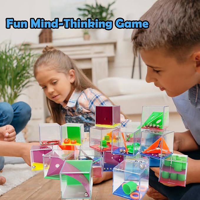 24 PCS Brain Teaser Puzzles for Kids,Balance IQ Maze Game 1.57 in | Mini Fidget Puzzle Box,Maze Puzzle Cubes Party Favor Games Challenge Decompression for Adults