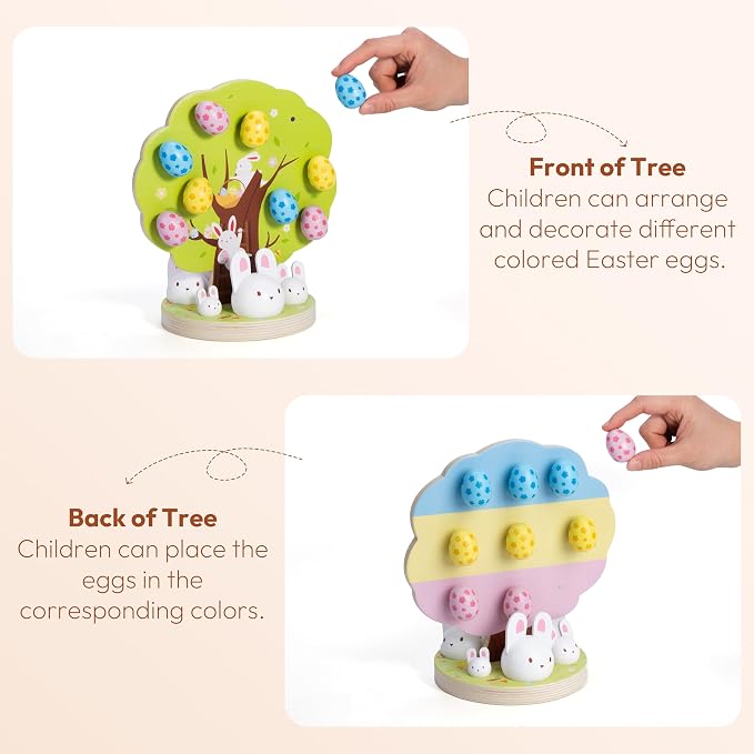 Easter Toys for Toddlers, Magnetic Easter Eggs, Picking Easter Bunny Toy, Montessori Toys for 3 4 5 6 Year Old, Wooden Sensory Color Sorting Toys, Spring Easter Basket Stuffers Gifts for Kids