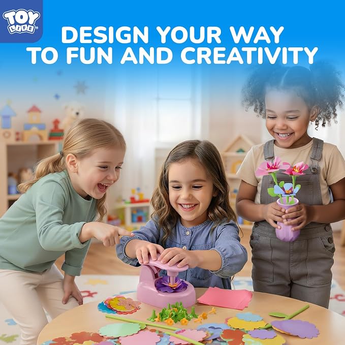 TOY Life DIY Flower Bouquet Craft Kit, Reusable Fabric, Ages 3-12 | Hands-on STEM activity, washable pieces, girls birthday gift idea