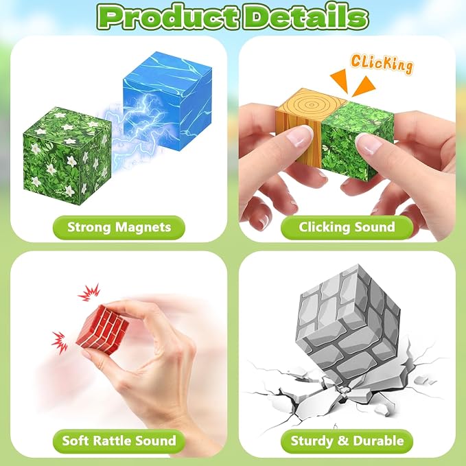 150PCS Magnetic Blocks - 0.8" Magnetic Building Blocks for Kids | Educational Magnet Blocks, Magnetic Cubes Tiles, STEM Toys, Christmas Birthday Gifts for Boys & Girls Ages 3 4 5 6 7 8 9 10