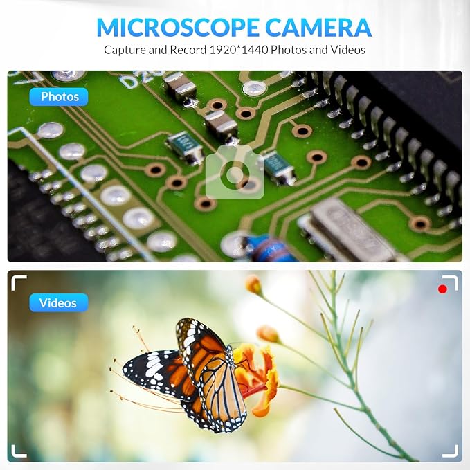 Handheld Digital Microscope Wireless Portable for Kids Adults 50x-1000x Magnification with 360 Rotate Stand Compatible with iOS/Android iPhone, iPad