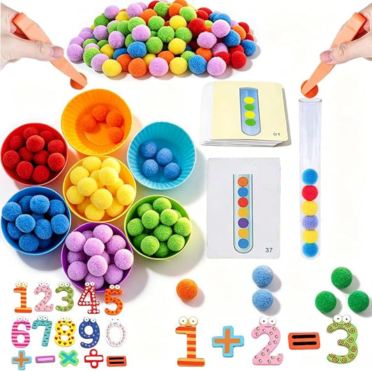 Fine Motor Skills Toys for Toddlers 3-4 Color Sorting Toys Preschool Toy Fine Motor Counting Game Peg Board Bead Game Educational Activities Toy Rainbow Stacking Math Number Learning for 3 4 5 6 7 8