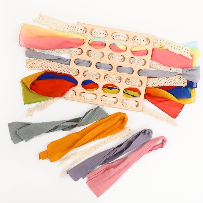 Eray Montessori Wooden Busy Board, Lacing & Weaving Fine Motor Toy for Kids | OPEN-ENDED LACING & WEAVING
