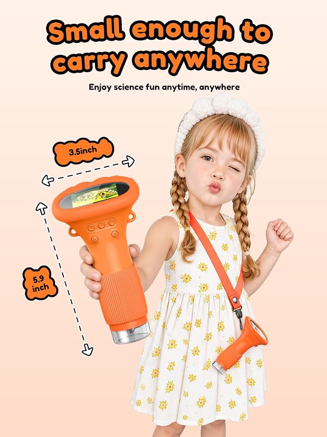 Acoath Microscope for Kids, 1000X Handheld Digital Miniscope with 2.0" Screen, Portable Pocket Microscope Education Toys Birthday Gifts for Age 3 4 5 6 7 8 9 10 Girls Boys