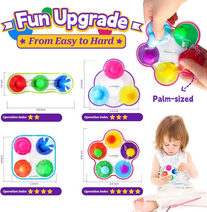 LESONG Sensory Toys for Kids with Autism: 4 Pack Color Sorting Fidget Toys - Sensory Games for Toddlers - Calm Down Color Matching Toy for Boys Girls