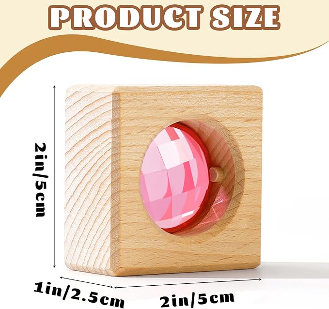 16 Pcs Acrylic Wooden Gem Blocks Sparkling Translucent Cubes Stacking Toys Wooden Cubes Blocks with Colorful Acrylic Open Ended Play Montessori Educational Toys (Round)