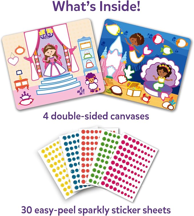 Skillmatics Dot It Sticker Art – Unicorns & Princesses Sparkle, Craft Kit | 500+ Stickers, DIY Scrapbooking Activity, Screen-Free Travel Toys, Gift for Toddlers, Girls & Boys Ages 3, 4, 5, 6, 7