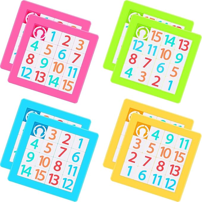 Sumind 24 Pieces Slide Puzzle for Kid 15 Number Puzzle Slide Game Logic Toy | Colorful Plastic IQ Blocks Toys, Logic Game, Brain Teaser Funny Game, Brain Training Puzzle for Boys Girls Kids Adults