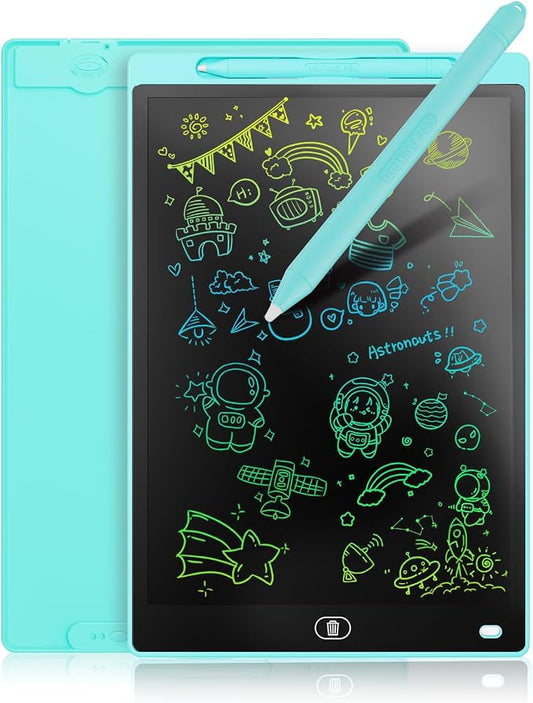 Genialba LCD Writing Board 12 Inches, Colourful Electronic Tablet, Portable Erasable Drawing Board, Graphic Tablet for Children's Games 3 4 5 6 7 Year Old Kid Boys Girls (Blue)
