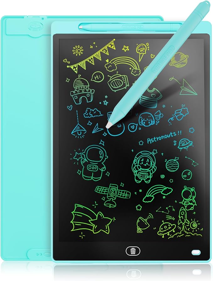 Genialba LCD Writing Board 16 Inches, Colourful Electronic Tablet, Portable Erasable Drawing Board, Graphic Tablet for Children's Games 3 4 5 6 7 Year Old Kid Boys Girls (Blue)
