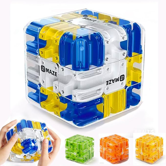 3D Labyrinth Puzzle Maze Cube, Educational Learning Game for Logical Thinking, Family Board Games, Durable Puzzle Cube Gift for Birthday and Holidays