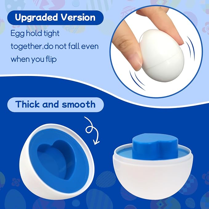 Tinabless Matching Eggs Toys 12 pcs Set Color & Shape Recognition Sorter Puzzle for Toddlers, Christmas Easter Travel Game Early Learning Educational Gift for Year Old Kids