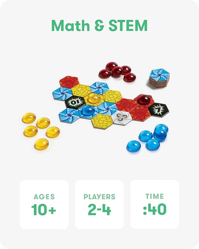 SimplyFun Matter Board Game – Area Control Strategy Game for Teens and Adults Ages 10+ – Includes Game Board, 92 Element Tiles, 56 Elementals, 14 Matter Tiles, 4 Player Screens, 2 Bags – 2-4 Players