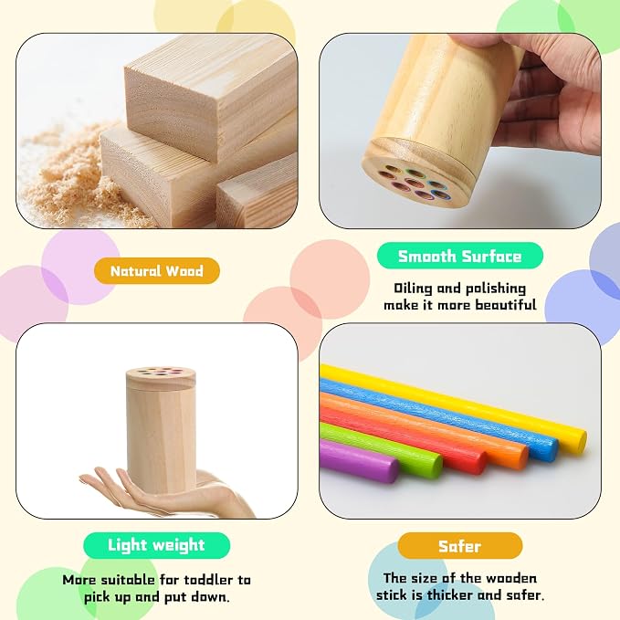 Montessori Toys for 1-3 Year Old,Color Sorting & Fine Motor Skills Preschool Learning Activities,Wooden Sensory Easter Toys for Toddlers