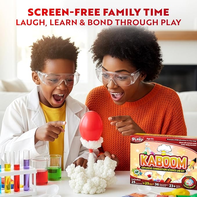 Playz Kaboom! Explosive Science Kit for Kids Age 8-12, Kids Chemistry Set | Learning & Education Toys, Best Gifts for Boys, STEM Projects Educational Science kits w 50+ Science Experiments for Kids
