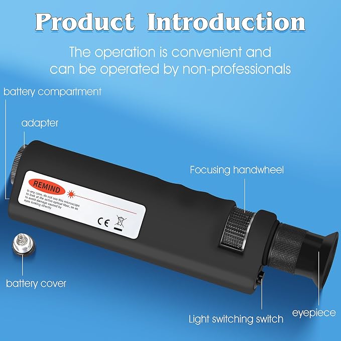 4-Piece Set Fiber Cleaning Tool kit Handheld Fiber Microscope 400x | Fiber Magnifying Glass Fiber Jumper end face Cleaning Box one Click Fiber Cleaning Pen