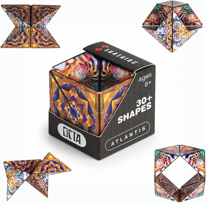 Shashibo OCTA Magnetic Puzzle Toy, Stress Relief Fidget Toy | 30+ Possible Shapes, Sensory Fidget Toy For Adults & Kids, Fun Shape Shifting Puzzle Toy For All Ages