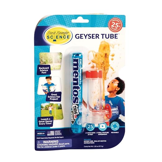 Steve Spangler Science Geyser Tube Chemical Reaction Experiment | For Kids, Amazing Geysers with Soda & Mentos Candy, School, Camp & Homeschool Science Kit, Includes 1 Tube