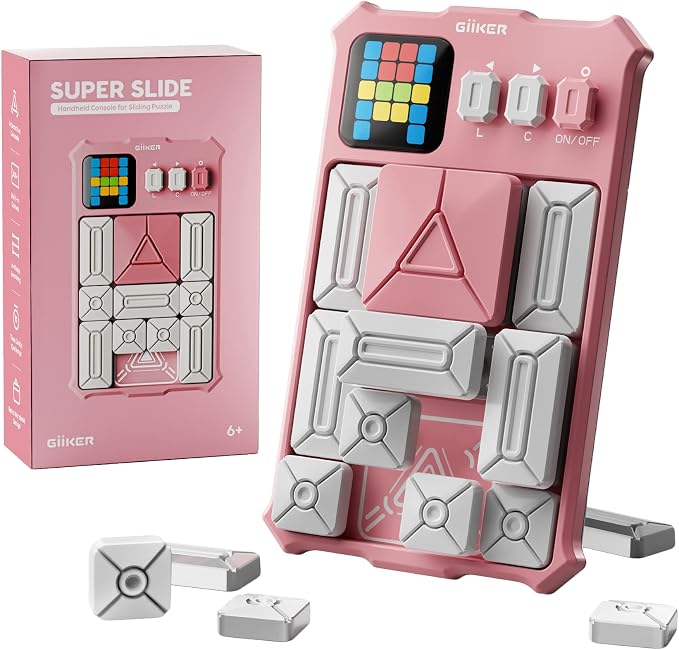 GiiKER Super Slide Puzzle Game, 500+ Challenges, STEM Toy for Ages 6+ | Handheld brain teaser for kids and teens, road trip activity, birthday gift