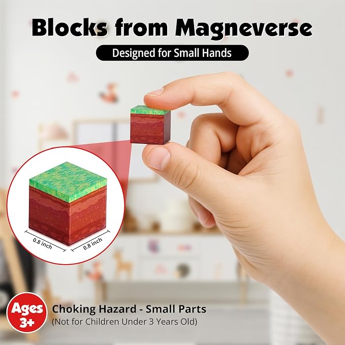 Magneverse 200 PCS 0.8in Magnetic Blocks - Magnet Toys & Magnetic Building Blocks Cubes, Stacking Magnets, STEM Toys for School Acitivities, Birthday Gifts for Boys Age 3+ Years Old (Theme: Forests)