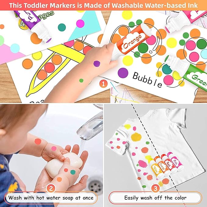 Dot Markers for Toddlers Kids, Bingo Daubers Washable Art Markers 8 Colors | Toddlers Arts and Crafts Supplies, Kids Painting Drawing Coloring Supplies, Dot Paint Craft Kit Preschool Learning,Non-Toxic