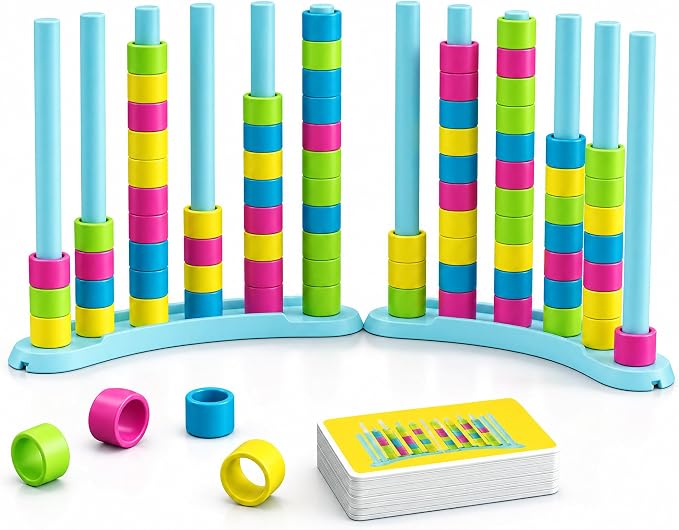 iuuoi Color Matching Challenge Game 2 Pack – Fast Pattern Color Sorting & Stacking Toys, Fun Family Board Game for Kids 6-8-12 & Adults, 2 Player Birthday Gift for Boys Girls, Sensory Toys for Autism