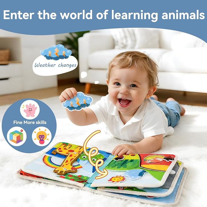 Montessori Busy Book for Toddlers 1-3 – Soft Felt Quiet Book for Sensory & Fine Motor Skills