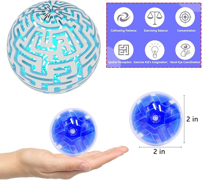 100PCS Brain Teaser Puzzle Ball Fidget Toys Bulk, Mini 3D Maze Balls Puzzles Games Party Favors for Kids 4-8 8-12,Classroom Prizes Stocking Stuffers for Boy Girl Gifts Easter Carnival Birthday Goodie