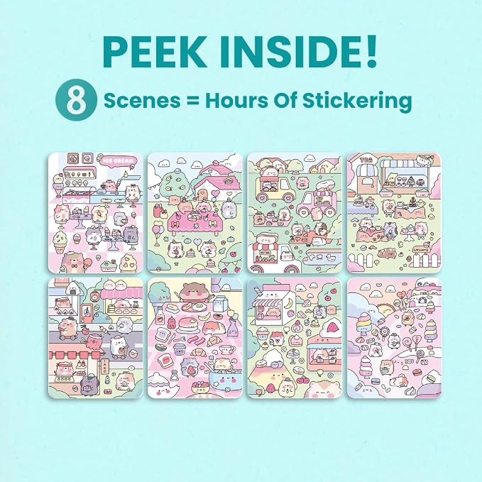 Cupkin Hamster Coloring & Sticker Activity Book | 300+ Stickers | Spiral-bound kids craft format with 8 scenes, 8 art pages, side-by-side viewing, and an easy-peel design for ages 2–8