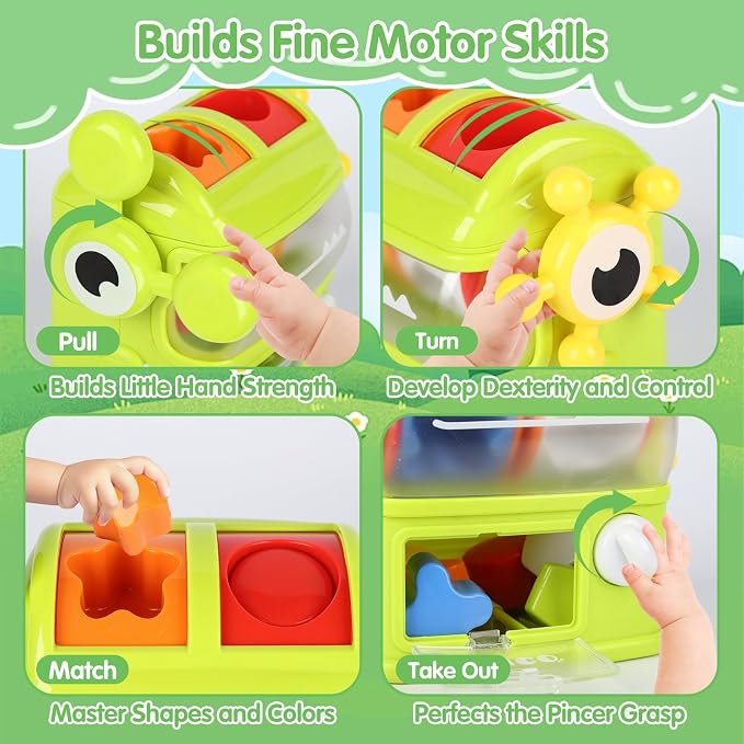 Monster Eating Shapes, Montessori Shape Sorter Toy for Toddlers Ages 1-3 | Monster Eating Shapes Toy, Sensory Learning Activity, Fine Motor Skill Play, Color & Shape Recognition, Matching & Sorting