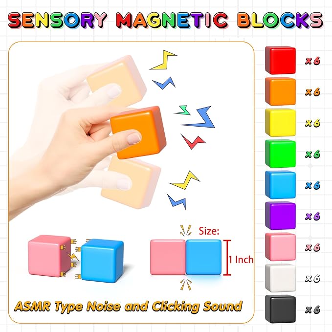 Apluses 54 PCS Magnetic Blocks, Magnetic Building Blocks for Kids 3+, Montessori Toys, Magnet Cubes, Preschool STEM Educational Sensory Magnet Toys for Kids Ages 3-5 Year Old Boys and Girls