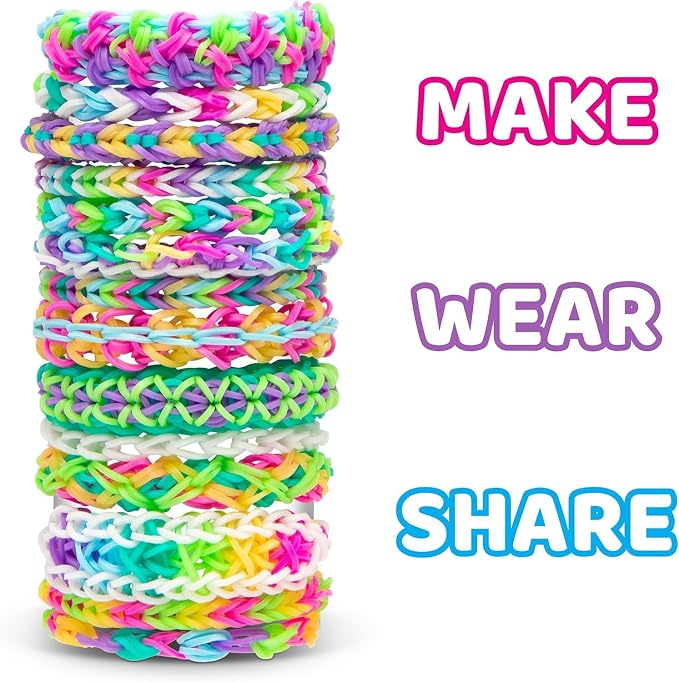 Rainbow Loom Original Rubber Band Bracelet Making Kit with Metal Hook | Complete 628-piece craft set includes 600 latex-free bands, C-clips, and loom board for Ages 7+, 2014 Toy of the Year