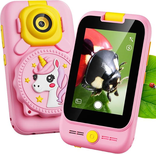 2 in 1 Kids Smart Phone and Microscope Camera for Kid, Touchscreen HD Camera Cell Phone , Mini Pocket Handheld Microscope for Toddlers,STEM Educational Science Kit for Boys 3-10, with 32GB SD Card
