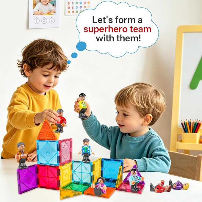 Magnetic People Figures for Kids, 15PCS Community Helpers Toys | Sensory Toy 4 5 6 7 Year Old Boys Girls, Educational Magnet Building Block Christmas Birthday Gift Toys for Kids Ages 4-8 3-5