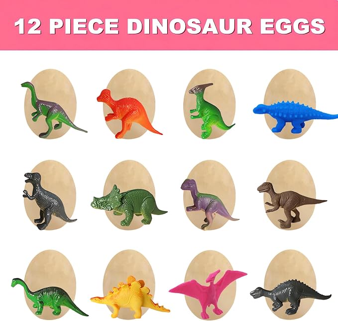 Dino Eggs Dig Kit, 12 Pack Dinosaur Eggs Excavation Science Experiments Kits for Kids 4-12, Dinosaur Toys for 3 4 5 6 7 8 9 10 Year Old Boys Girls