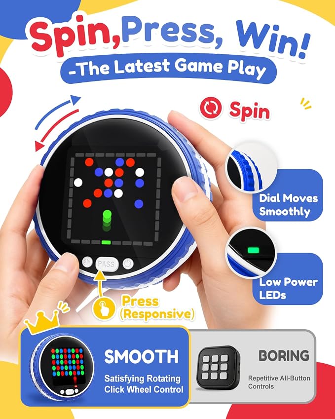 Electronic Strategy Board Game, 7-in-1 Car Travel Games, Road Trip Games | Airplane Travel Essentials Brain Toy for Kids with AI Opponent, Handheld Travel Games For Kids, Adults and Family Interactive