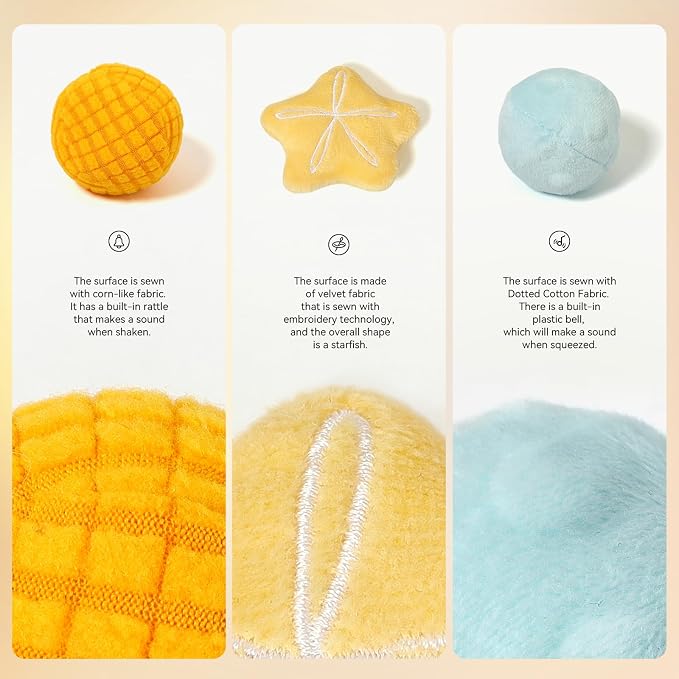 Youuys Baby Tissue Box Toy for Babies 6-12 Months - Montessori Sensory Busy Cube Toys with 3 Textured Balls & 12 Silky Scarves - Ideal Gift for Toddler Girls Ages 6 12 18 Months (Mermaid Theme)