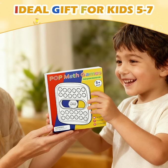 Pop Math Game Addition & Subtraction Game Learning Toys for Kids 5-7 | Preschool Kindergarten Classroom Must Haves Educational Toys, Learning Activities for 4 5 6 7 Boys Girls, 2 Player