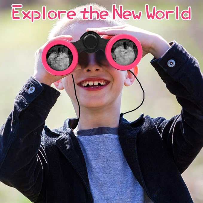 Scotamalone Kids Binoculars Shock Proof Toy Binoculars Set for Age 3-12 Years Old Boys Girls Bird Watching Educational Learning Hunting Hiking Birthday Presents (Pack of 2)
