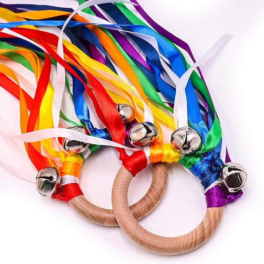 TANOFAR Montessori Toy | Hand Kite | Baby Sensory Toy | Sensory Ribbon Toy | Waldorf Toy | Wooden Baby Toys | Wooden Toddler Toys | Rainbow Hand Kite