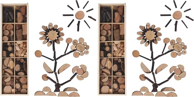 Candywood Wooden Unfinished Craft Kits Toy,Unfinished Natural Wood Slices Loose Part Play,DIY Wood Slices Kit for Toddler 3+ (UN_S) (Pack of 2)