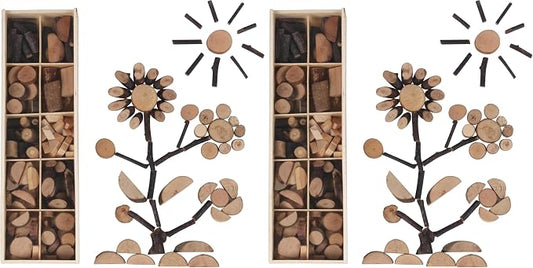Candywood Wooden Unfinished Craft Kits Toy,Unfinished Natural Wood Slices Loose Part Play,DIY Wood Slices Kit for Toddler 3+ (UN_S) (Pack of 2)