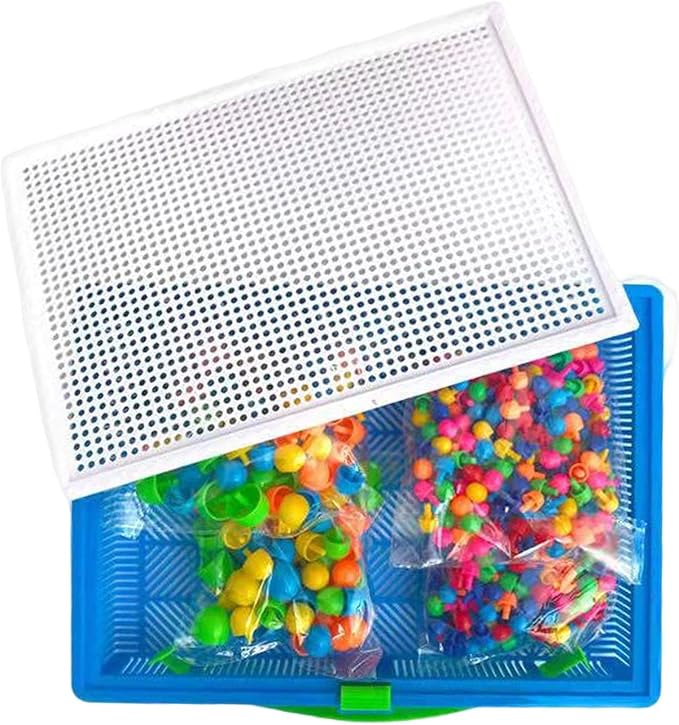Colaxi Mushroom Nails Pegboard 296pcs – Early Learning Sorting Toy for Boys & Girls, Fine Motor Skill Development with Stacking Pegs, Storage Basket – Preschool Montessori Activity
